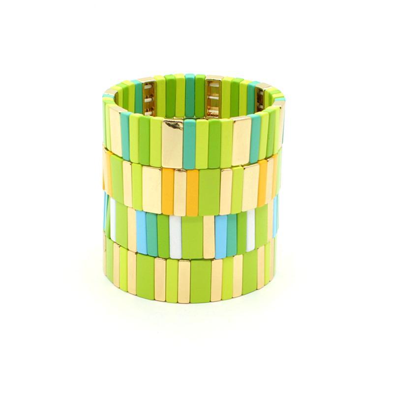 Pulseras de arco iris rectangulares geométricas de aleación de aleación al por mayor